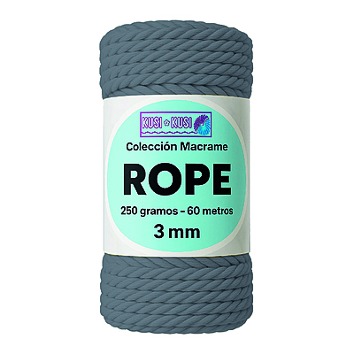 Macrame Rope 3Mm 105  Gris Oscuro Paquete X 4 Ovillos X 250Gramos