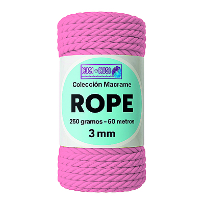 Macrame Rope 3Mm 405 Rosado Vivo Paquete X 4 Ovillos X 250Gramos