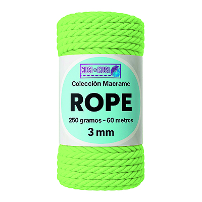Macrame Rope 3Mm 803 Verde Limon Paquete X 4 Ovillos X 250Gramos