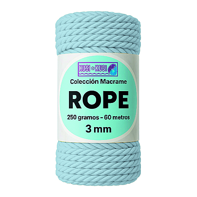 Macrame Rope 3Mm 604 Azul Claro Paquete X 4 Ovillos X 250Gramos