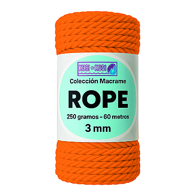 Macrame Rope 3Mm 702 Naranja Paquete X 4 Ovillos X 250Gramos