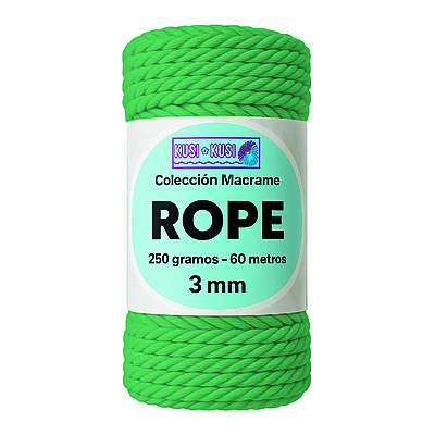 Macrame Rope 3Mm 801 Verde Paquete X 4 Ovillos X 250Gramos