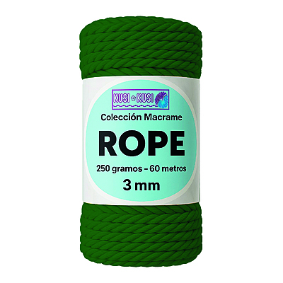 Macrame Rope 3Mm 802 Verde Oscuro Paquete X 4 Ovillos X 250Gramos