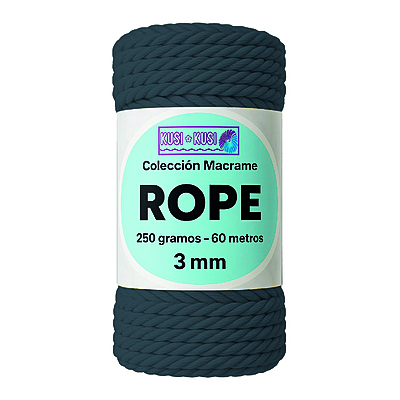 Macrame Rope 3Mm Col 104 Gris Oscuro Paquete X 4 Ovillos X 250Gramos