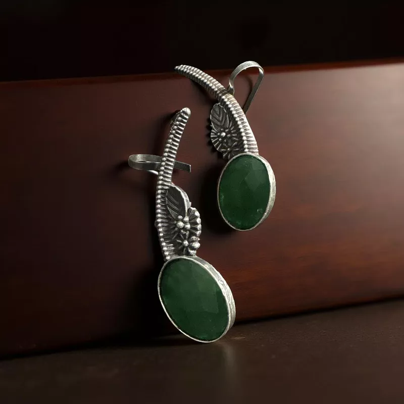 Silver oxidised ear cuffs