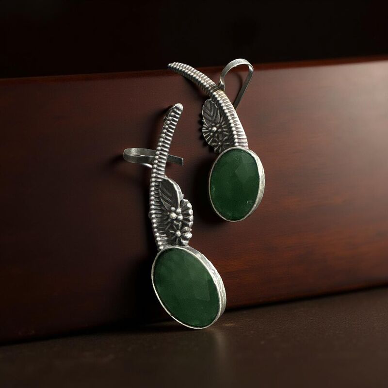 Silver oxidised ear cuffs