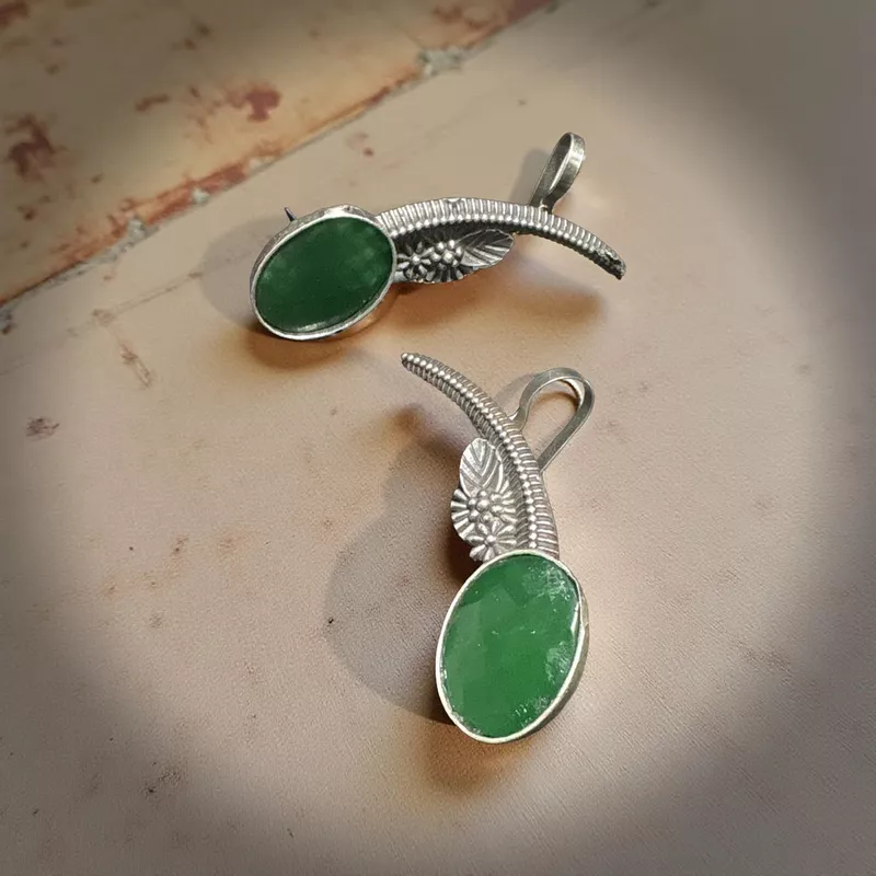 Silver oxidised ear cuffs