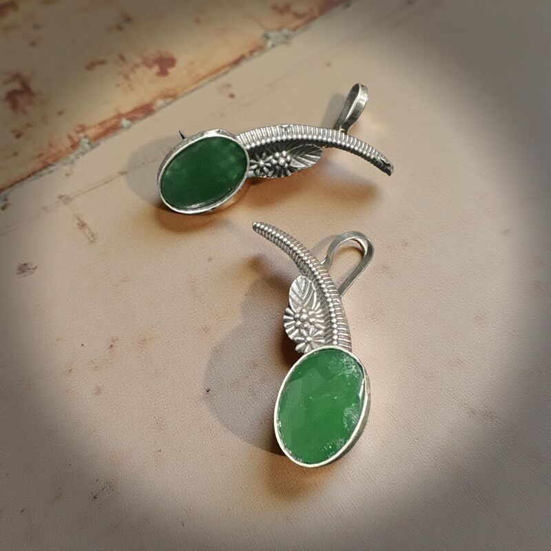 Silver oxidised ear cuffs