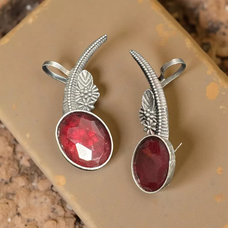 Silver oxidised ear cuffs