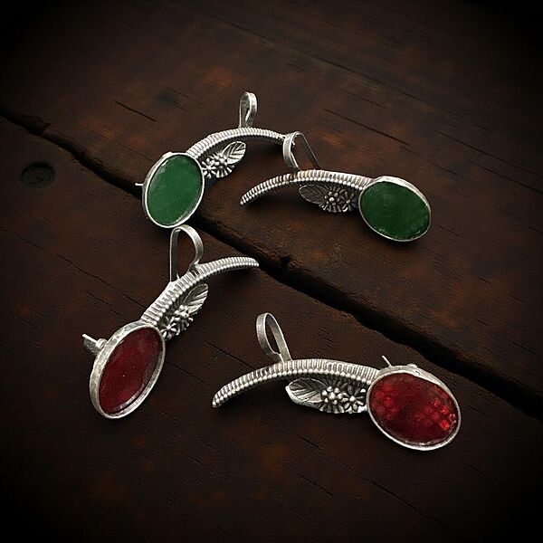 Silver oxidised ear cuffs