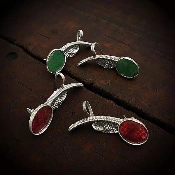 Silver oxidised ear cuffs