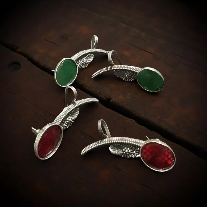 Silver oxidised ear cuffs