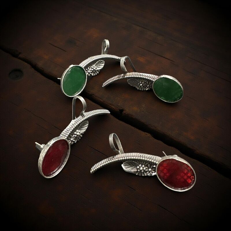 Silver oxidised ear cuffs