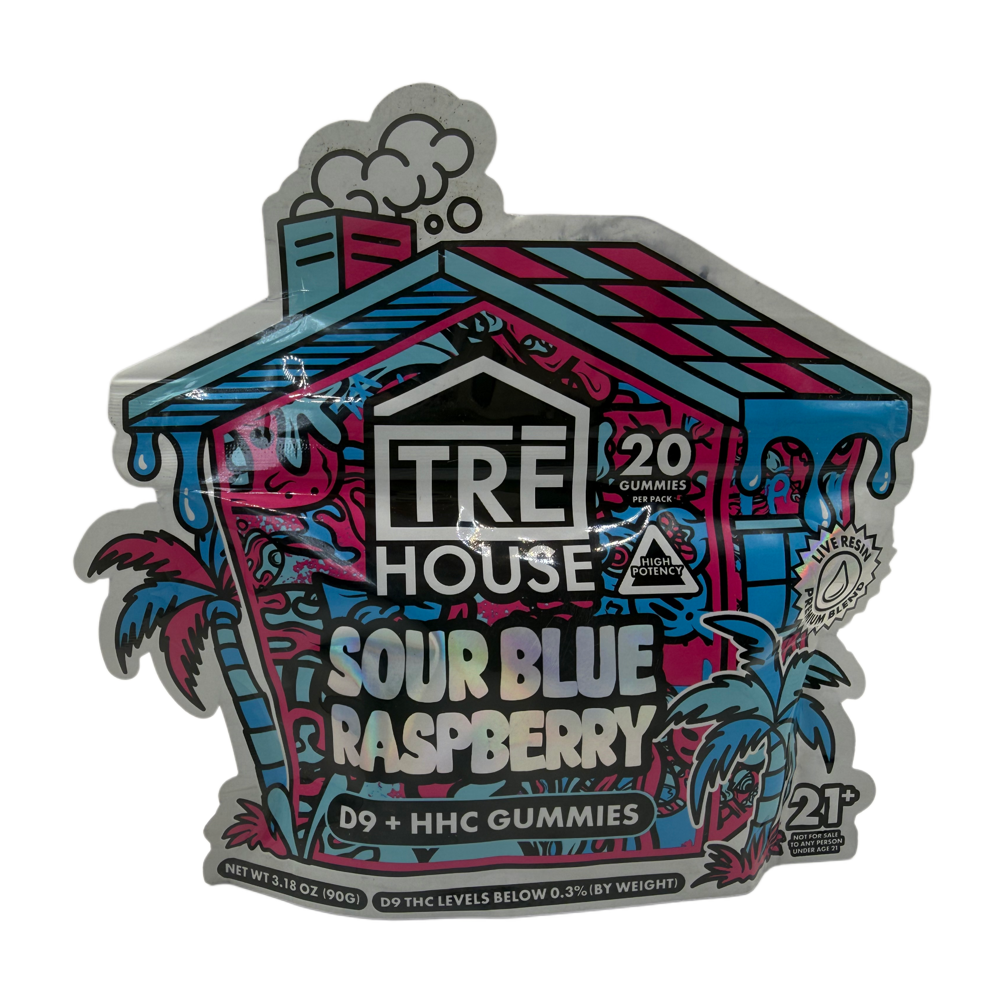 TRE House Sour Blue Raspberry D9 + HHC Gummies