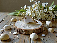 Large Shell Pendant With Gold and Emerald Accents