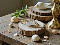 Large Shell Pendant With Gold and Emerald Accents