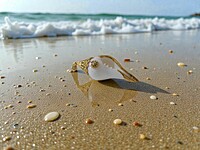 Large Shell Pendant With Gold and Emerald Accents