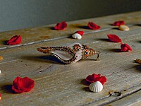 Shell Pendant Orange, Blue, and Gold