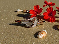 Shell Pendant Orange, Blue, and Gold