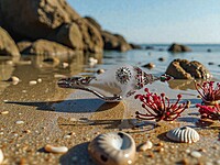 Shell Pendant with Silver, Red, and Teal Accents Shell Pendant with Silver, Red, and Teal Accents