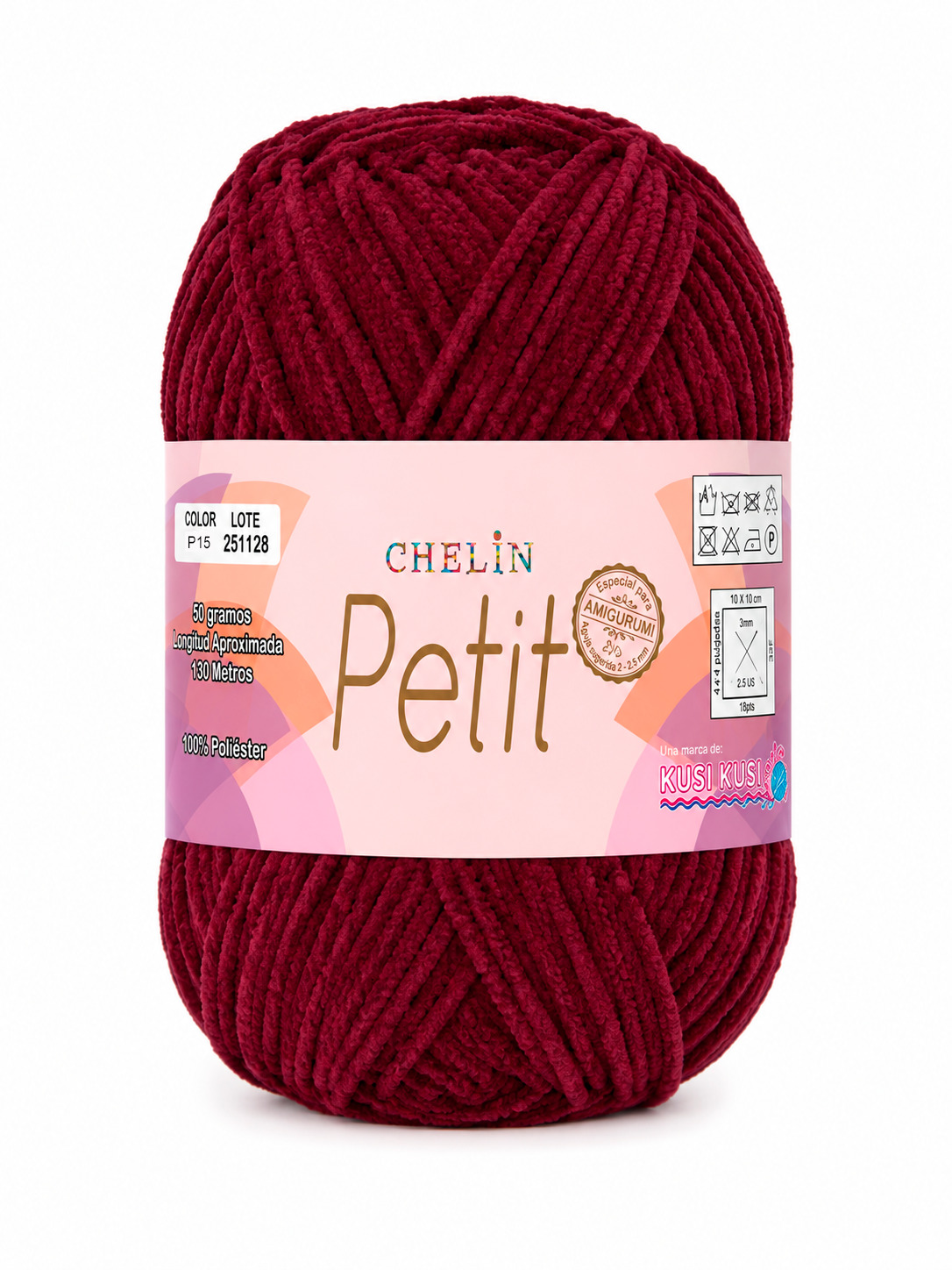 Lana Petit Chelin Vinotinto - P15 - Ovillos x 50 gramos, paquete por 6 ovillos