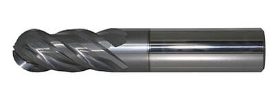 Standard Performance AlTiN Coated Solid Carbide 4 Flute Ball Nose End Mill (05000.06250.R04.R02500.)