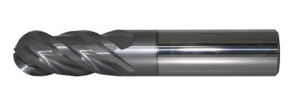 Standard Performance AlTiN Coated Solid Carbide 4 Flute Ball Nose End Mill (05000.06250.R04.R02500.)