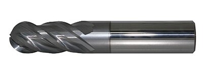Standard Performance AlTiN Coated Solid Carbide 4 Flute Ball Nose End Mill (05000.06250.R04.R02500.)