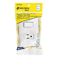 Placa armada contacto e interruptor sencillo, Volteck Basic - PA-APCO-B / 25077