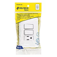 Placa armada con contacto y 2 interruptores sencillos, Basic - PA-APCO-B2 / 25081