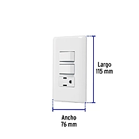 Placa armada con contacto y 2 interruptores sencillos, Basic - PA-APCO-B2 / 25081