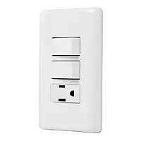 Placa armada con contacto y 2 interruptores sencillos, Basic - PA-APCO-B2 / 25081