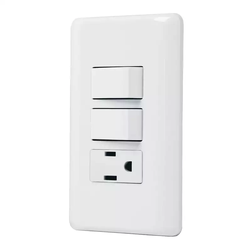 Placa armada con contacto y 2 interruptores sencillos, Basic - PA-APCO-B2 / 25081