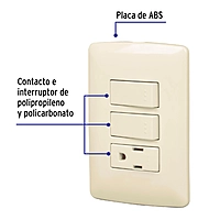 Placa armada contacto 2 interruptores,marfil, línea Italiana - PA-APCO-I2 / 48667