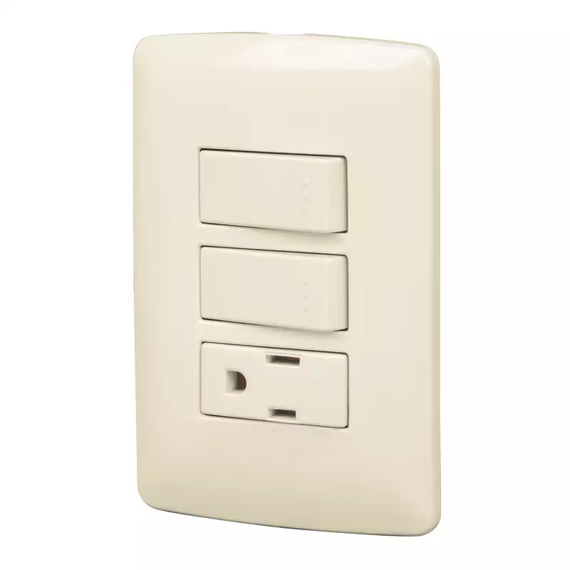 Placa armada contacto e interruptor, marfil, línea Italiana - PA-APCO-I / 48666