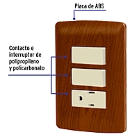 Placa armada contacto 2 interruptores,madera, línea Italiana - PA-APCO-I2M / 49936