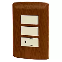 Placa armada contacto 2 interruptores,madera, línea Italiana - PA-APCO-I2M / 49936