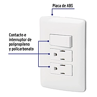 Placa armada 2 contactos e interruptor,blanco,línea Italiana - PA-APCO-I3B / 46457