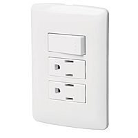 Placa armada 2 contactos e interruptor,blanco,línea Italiana - PA-APCO-I3B / 46457