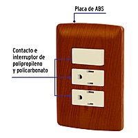 Placa armada 2 contactos e interruptor,madera,línea Italiana - PA-APCO-I3M / 49937