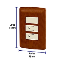 Placa armada 2 contactos e interruptor,madera,línea Italiana - PA-APCO-I3M / 49937
