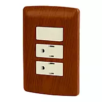Placa armada 2 contactos e interruptor,madera,línea Italiana - PA-APCO-I3M / 49937