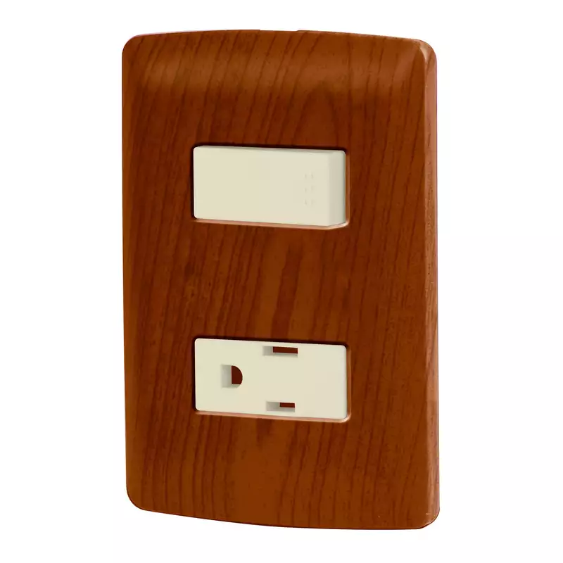 Placa armada contacto e interruptor, madera, línea Italiana - PA-APCO-IM / 49935