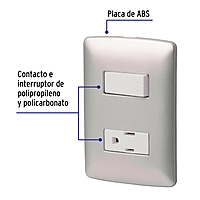 Placa armada contacto e interruptor, plata, línea Italiana - PA-APCO-IP / 46473
