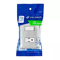 Placa armada contacto e interruptor, plata, línea Italiana - PA-APCO-IP / 46473
