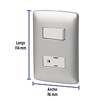 Placa armada contacto e interruptor, plata, línea Italiana - PA-APCO-IP / 46473