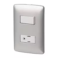 Placa armada contacto e interruptor, plata, línea Italiana - PA-APCO-IP / 46473