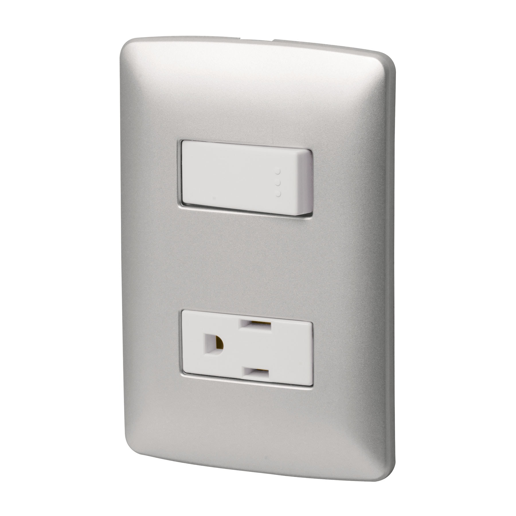 Placa armada contacto e interruptor, plata, línea Italiana - PA-APCO-IP / 46473