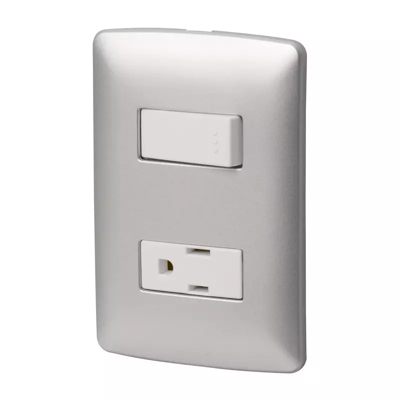 Placa armada contacto e interruptor, plata, línea Italiana - PA-APCO-IP / 46473