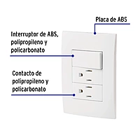 Placa armada 2 contactos e interruptor, línea Oslo, blanco - PA-APCO-O3B / 46489